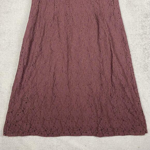 M.S.S.P. Dress Womens 8 Burgundy Floral Lace Overlay Sleeveless Scoop Neck Lined - Picture 6 of 13